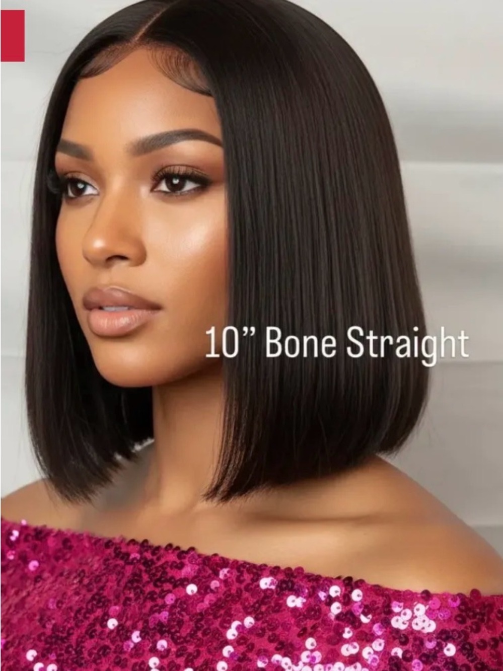 10” 5x5 Vietnamese Straight wig in natural color